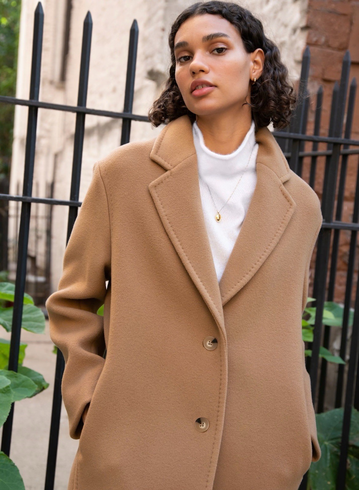 Aritzia Wilfred Portrait Knee Length Wool Coat In Tan XS Fits XS-S