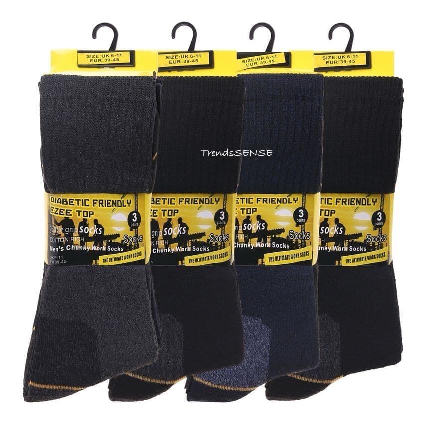 Mens 6 /12 Pairs Heavy Duty Diabetic Work Sock Workwear Boot Socks UK 6-11