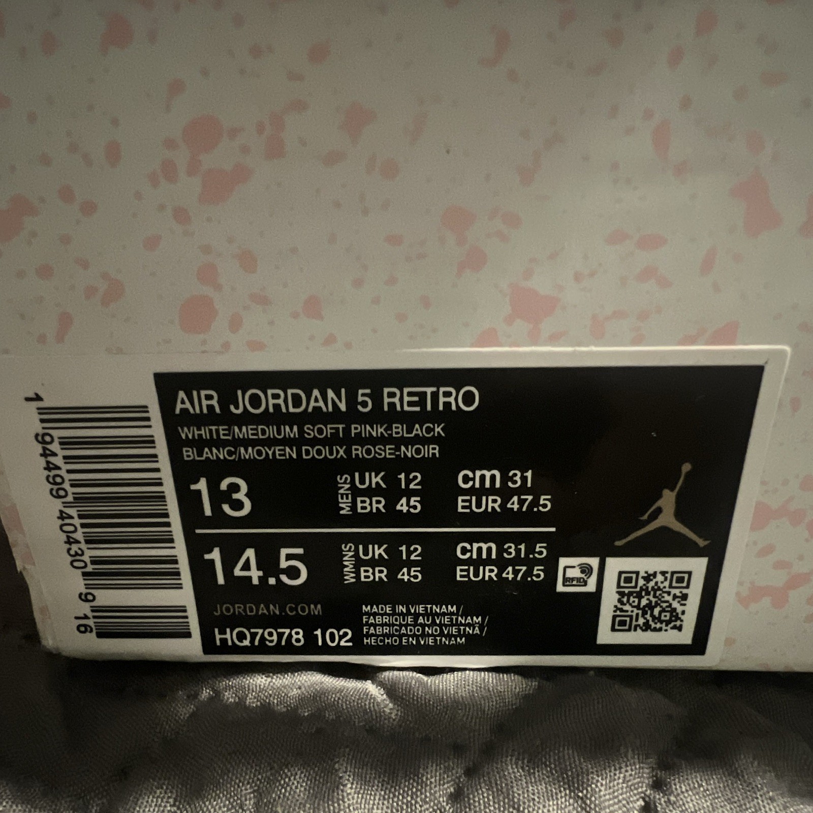 Jordan Air Jordan 5 Retro Medium Soft Pink White/Black HQ7978-102