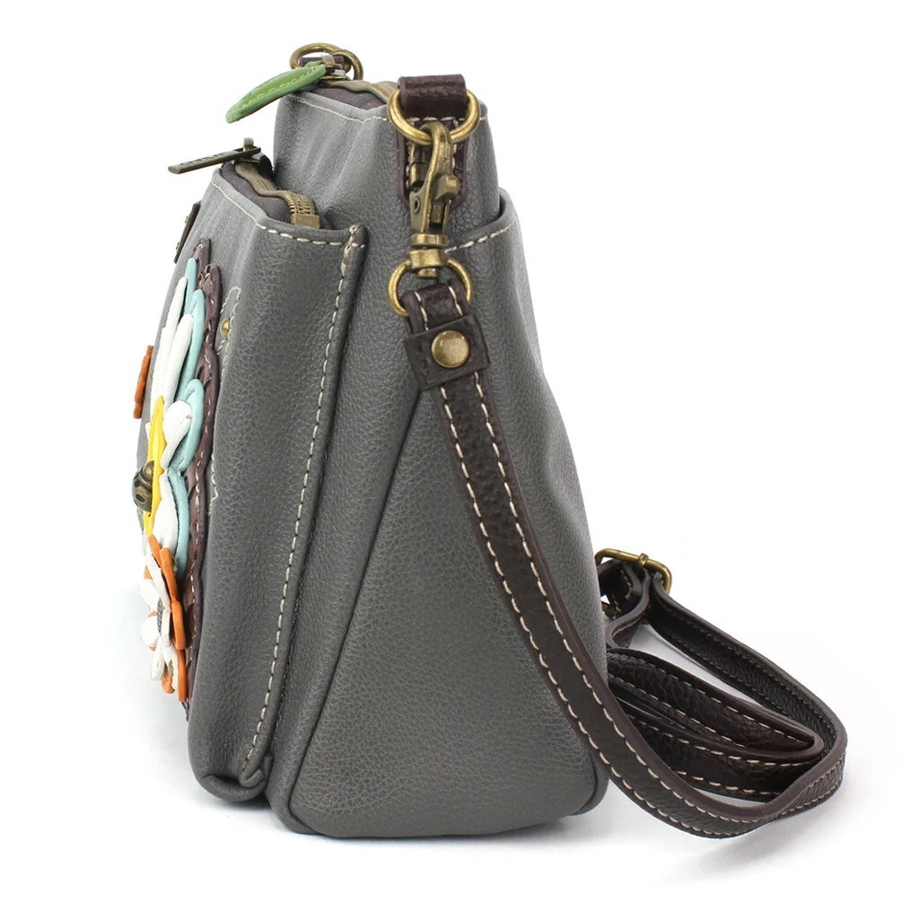 Chala DAISY Deluxe Crossbody RFID Protected Vegan Leather Bag (Gray) NWT