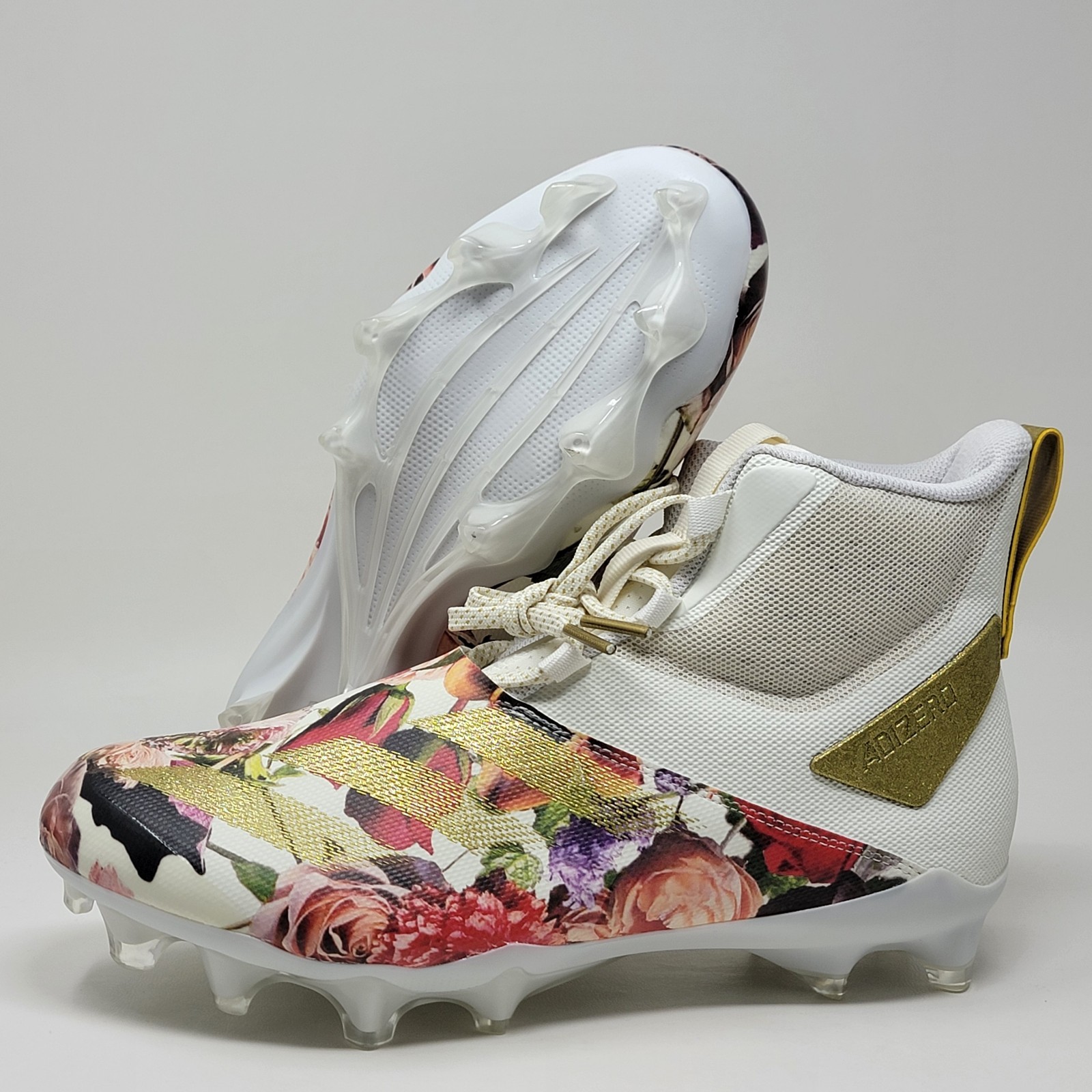 Adidas Adizero Chaos Football Cleats Off White/Gold/Floral Unisex Men 13/Wmns 14