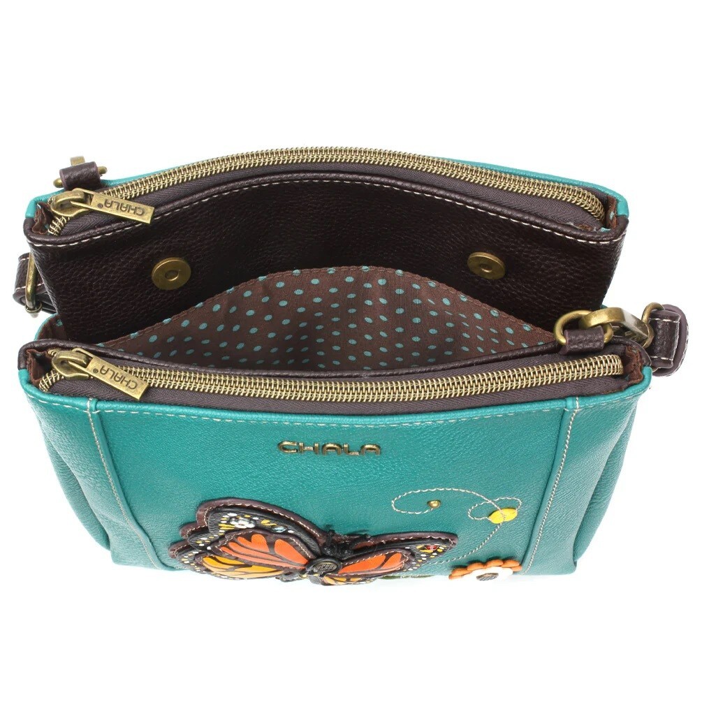 CHALA MONARCH BUTTERFLY RFID Protected Vegan Leather Merry Messenger Bag NWT