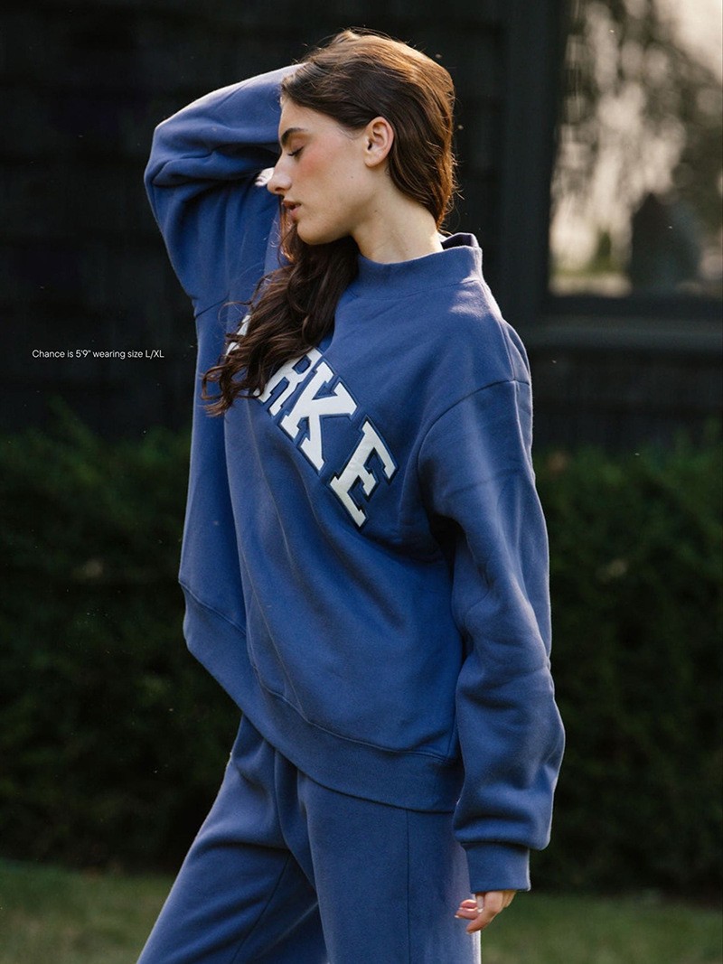 PARKE New Letter Patch Embroidered High Neck Loose Women’s Sweatshirt
