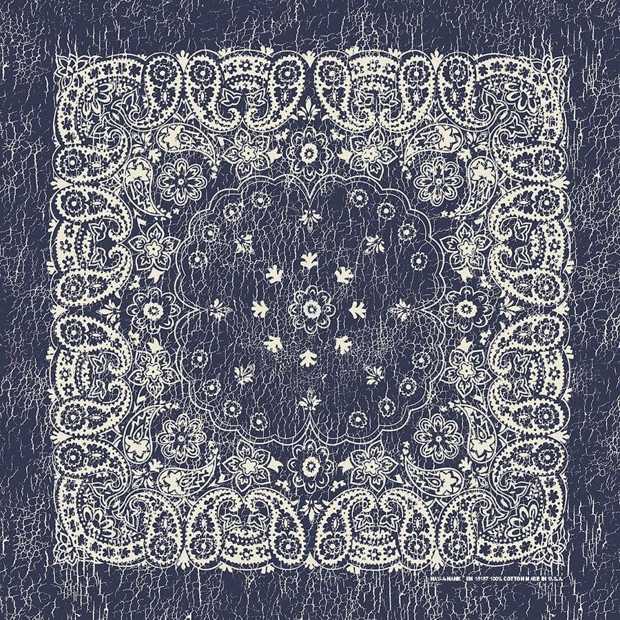 Carolina Creative Bandanna (Navy/Natural) Rustic Paisley 27″ x 27″