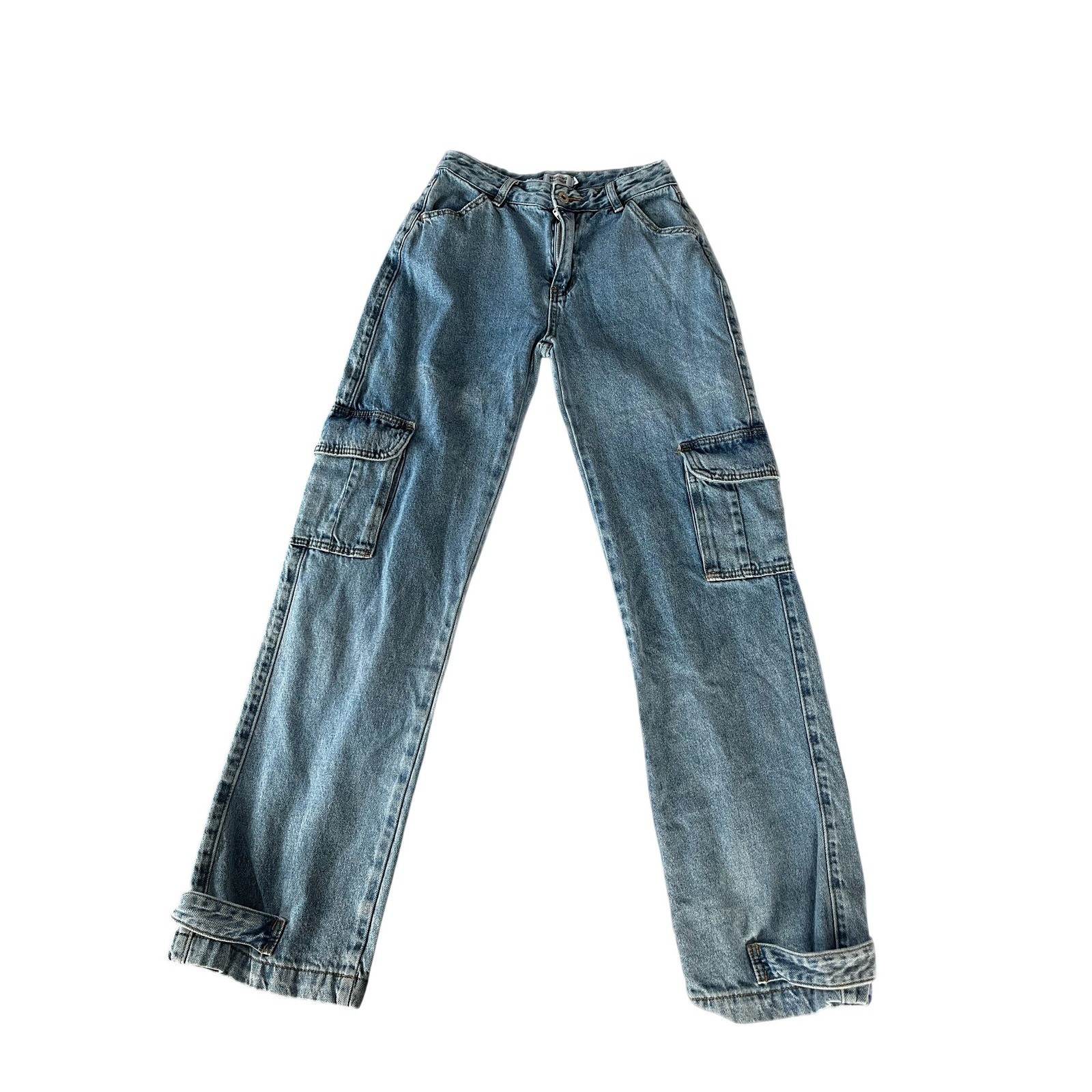 AMAZING y2k Beginning Boutique Light Wash Cargo Jeans Wide Leg Women’s Size 4