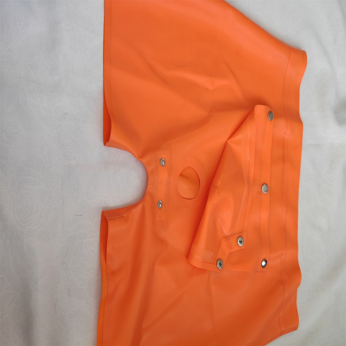 Men Latex Boxer Rubber Shorts Front Hole Orange Underwear