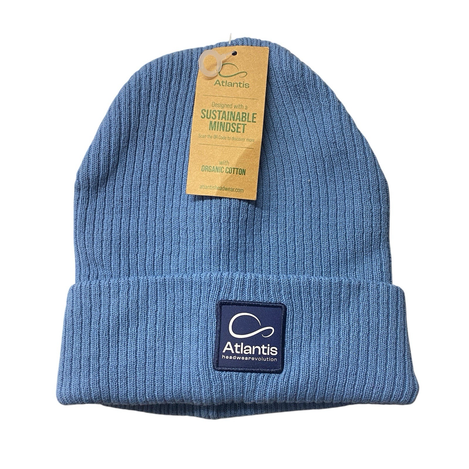 Headwear Men Ribbed Sustainable Cuffed Beanie Hat 11″ Cotton Knit Nelson Blue