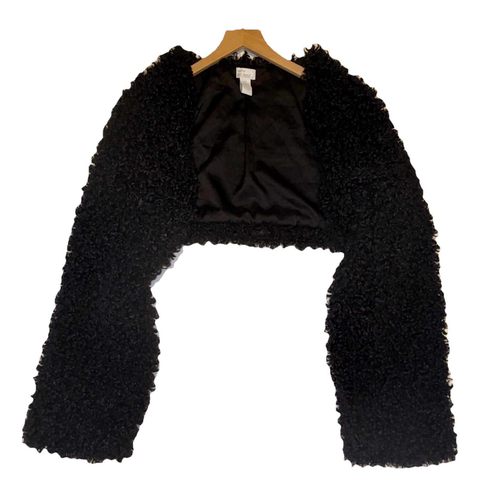 MELROSE Women Black Open Front Lined Long Sleeve Bolero Shrug Jacket Size XL