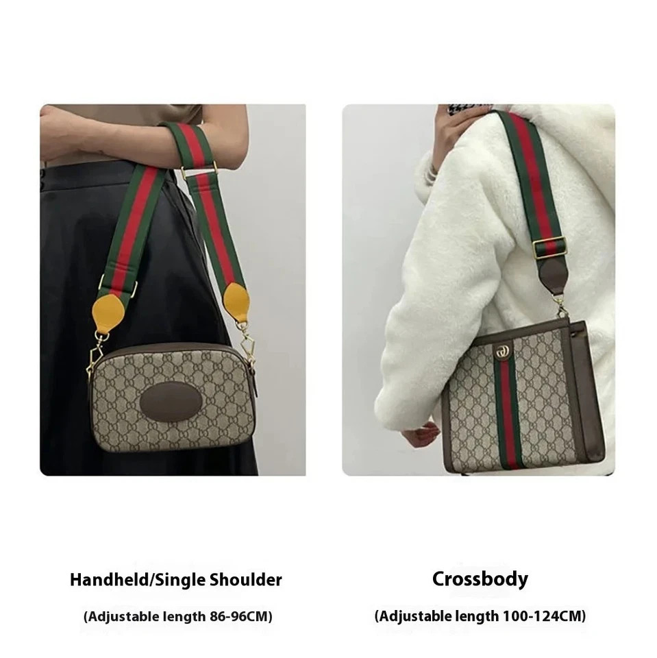 New Crossbody Shoulder Strap Gucci Replacement No Logo Green-Brown Web Leather