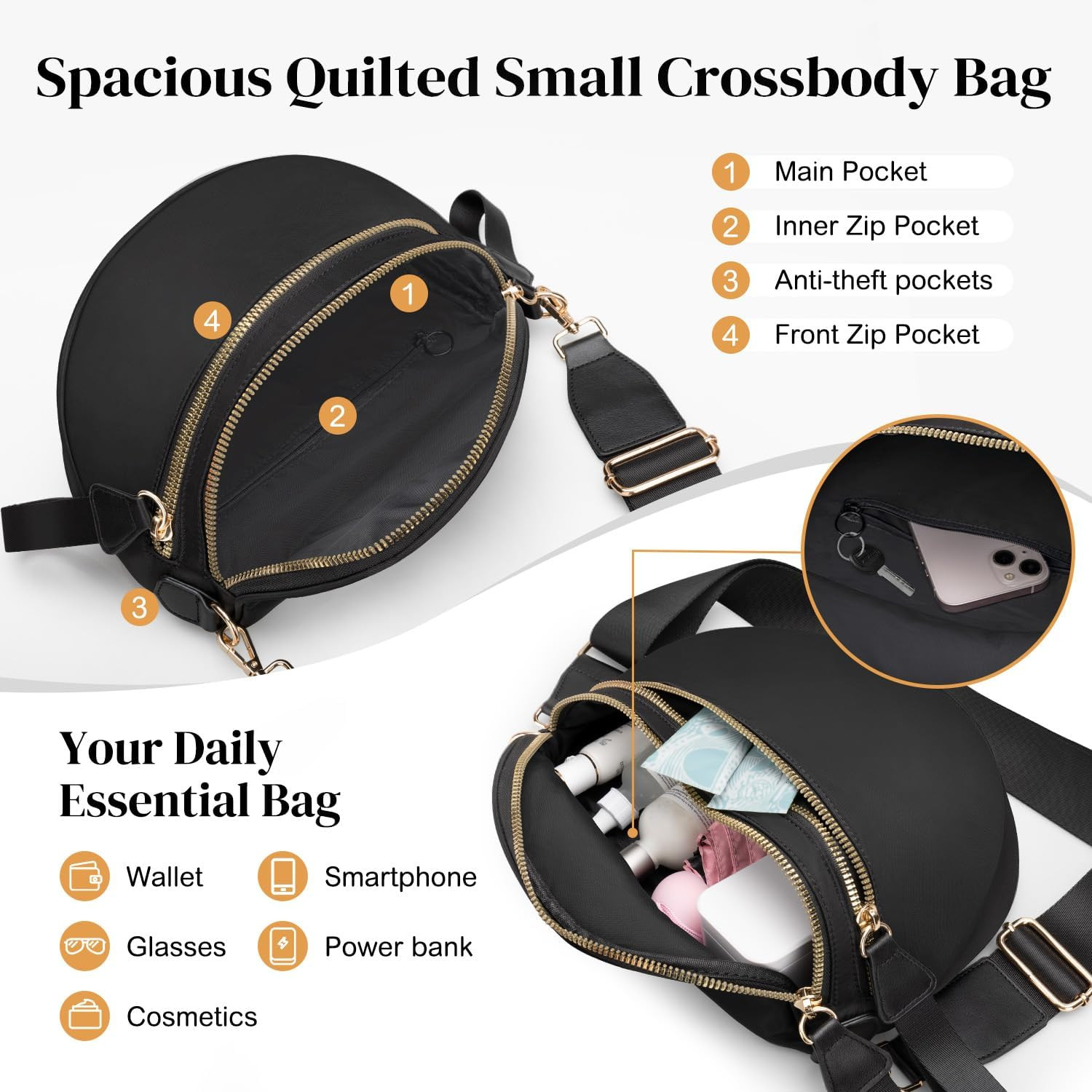 Spacious Nylon Checkered Crossbody Bum Bag for Women, Fashion Checkerboard Fanny