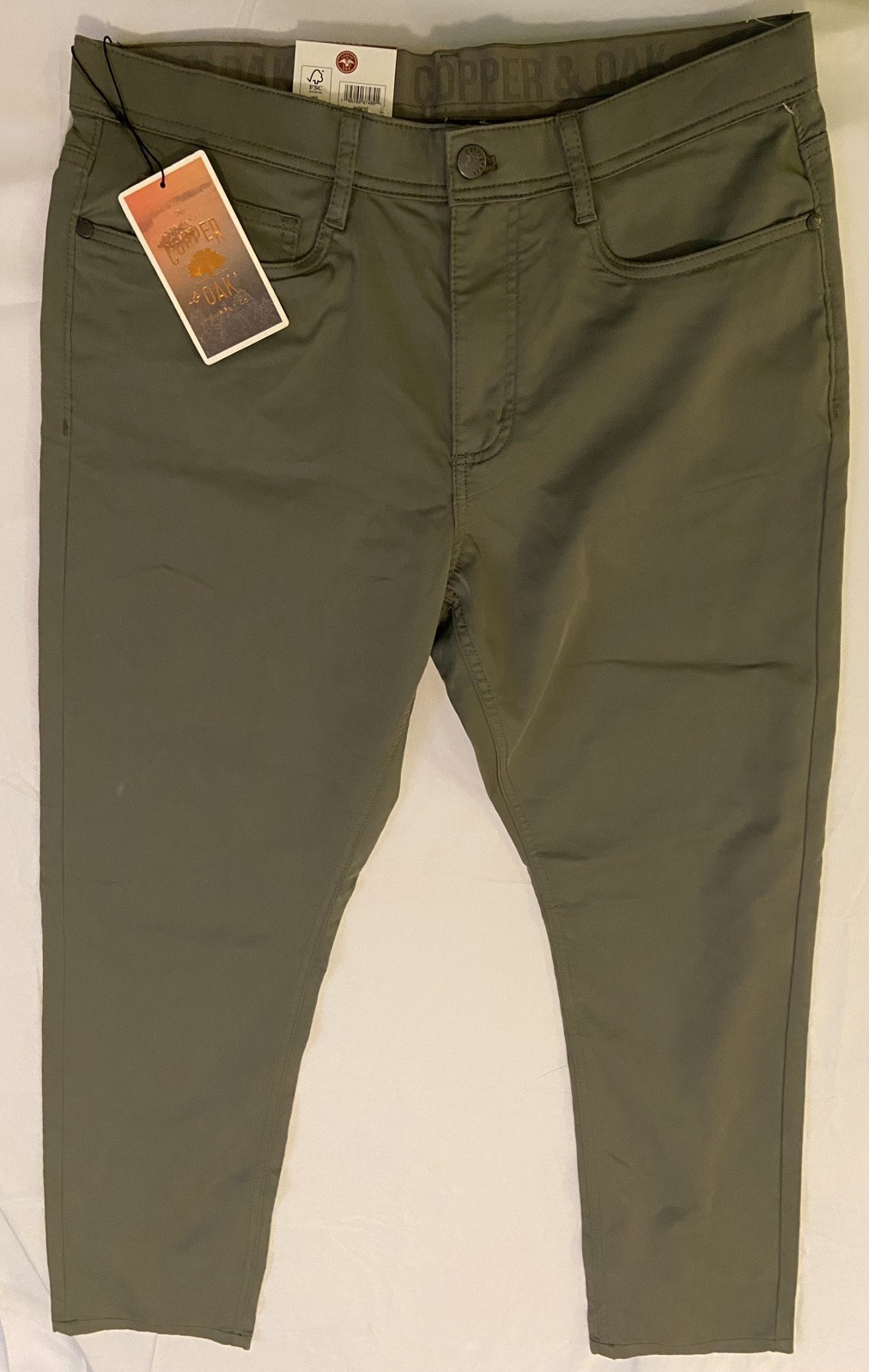 Copper & Oak NWT Men’s 32×32 Flex-Comfort 5-Pocket Pants Olive Green NWT $65