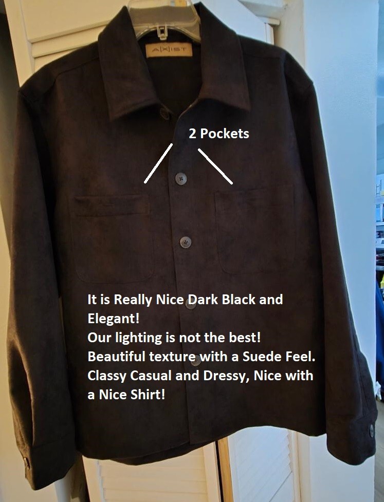 Italian style Jacket Suede Soft feel Button Front Ebony Black Rare Vintage! NEW