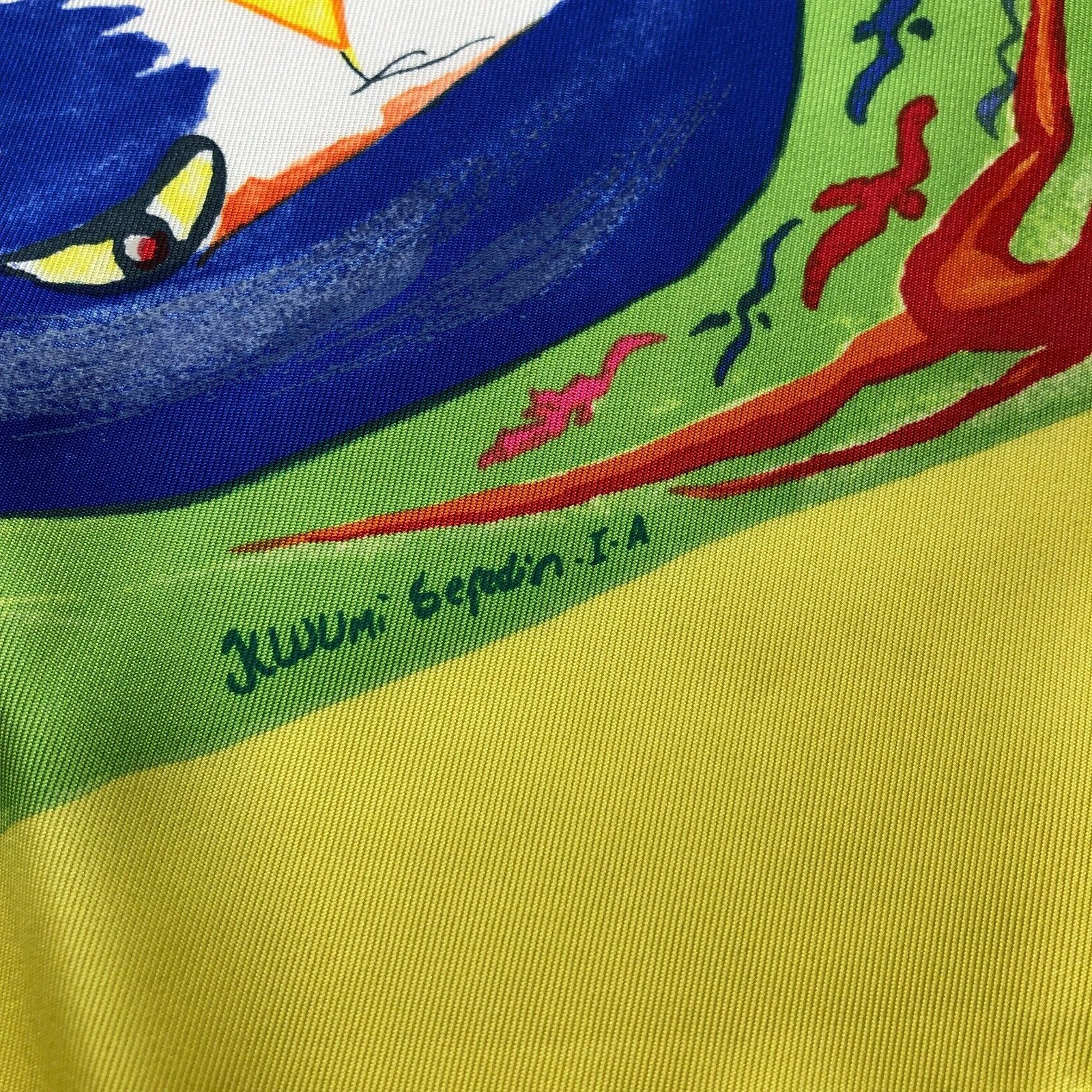 Hermes Paris Smiles In Third Millenary NEW 100% Silk Scarf France RARE 35×34 HRJ