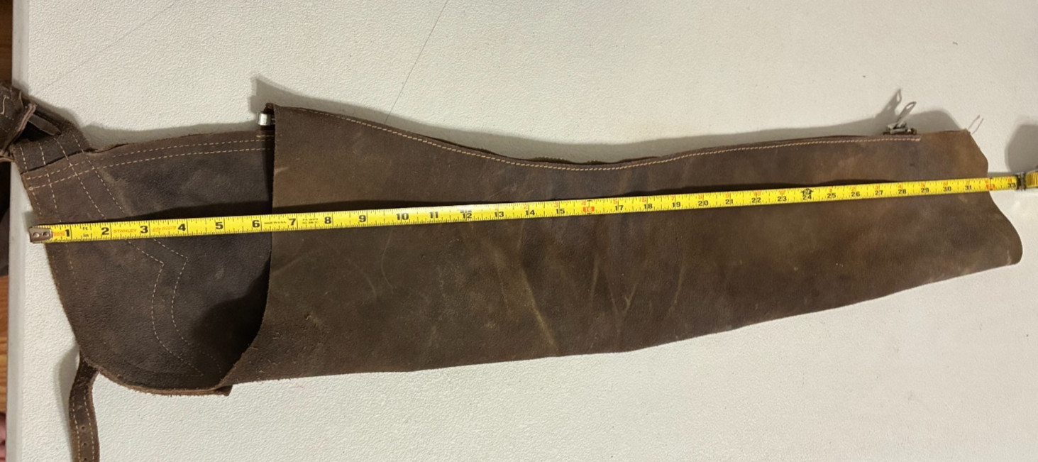 Vintage Riding Chaps Leather Suede Adjustable Waist Talon Zipper Great Patina