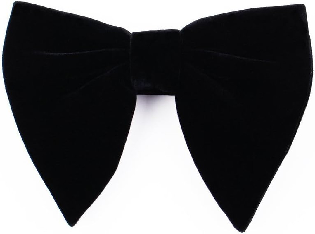 Black Velvet Bow Ties Mens Pre-Tied Satin Formal Tuxedo Big Bowtie Oversized Bow