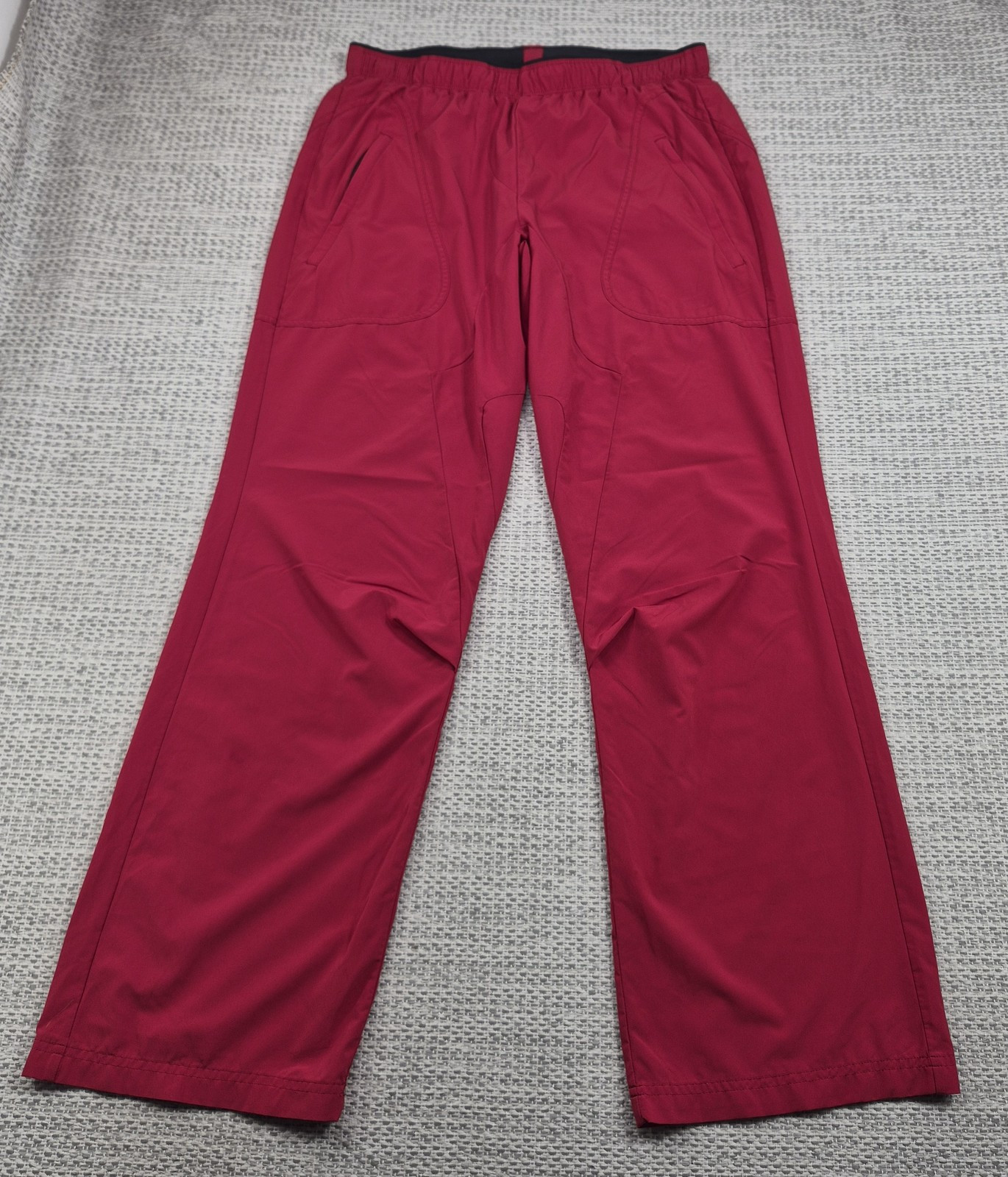 Paskho Pants Mens Large Red Travel Track Athletic Stretch Zip Pocket Hiking