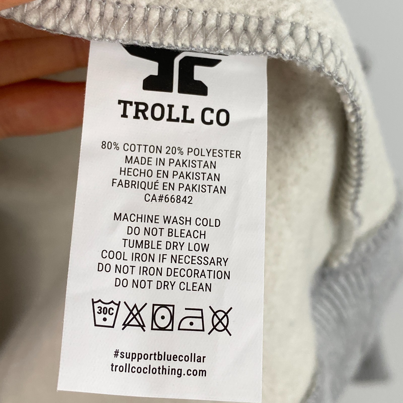 Troll Co. Eagle Eye Hoodie Mens Medium Gray Pullover Dirty Hands Clean Money
