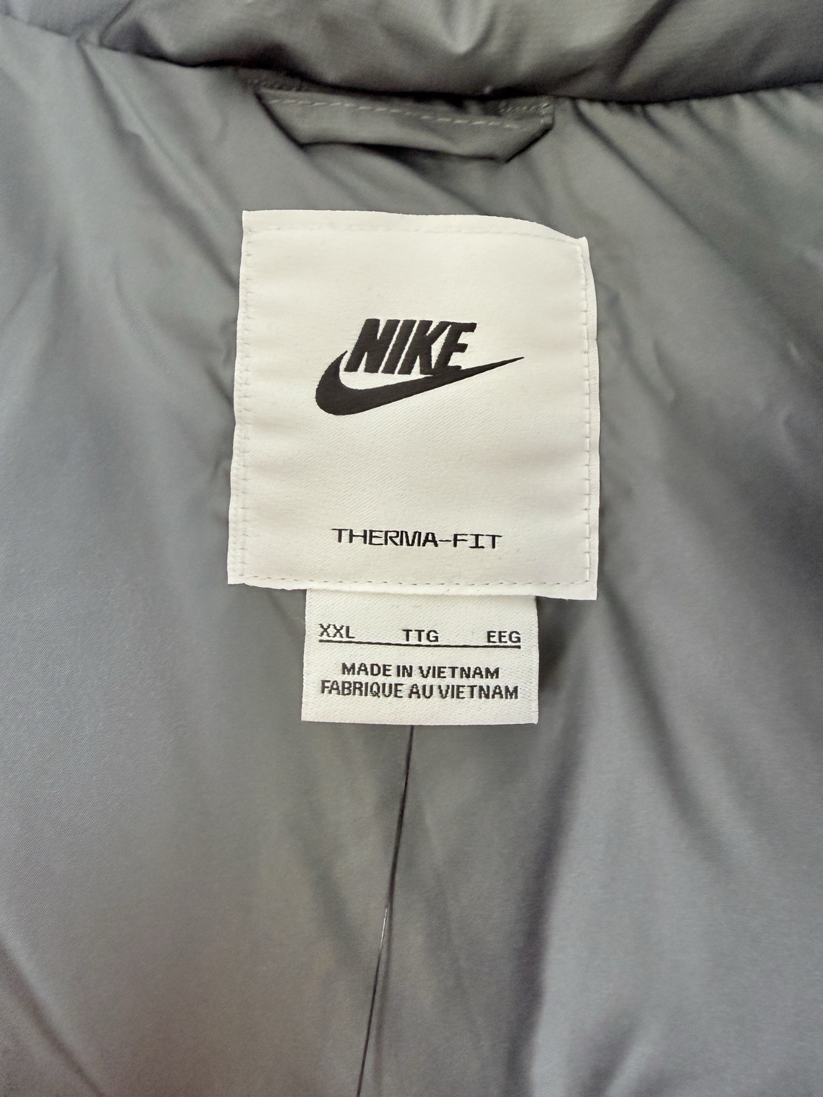 Nike Sportswear Club Puffer Jacket XXL Gray 650 Down Therma Fit Mens New NWT