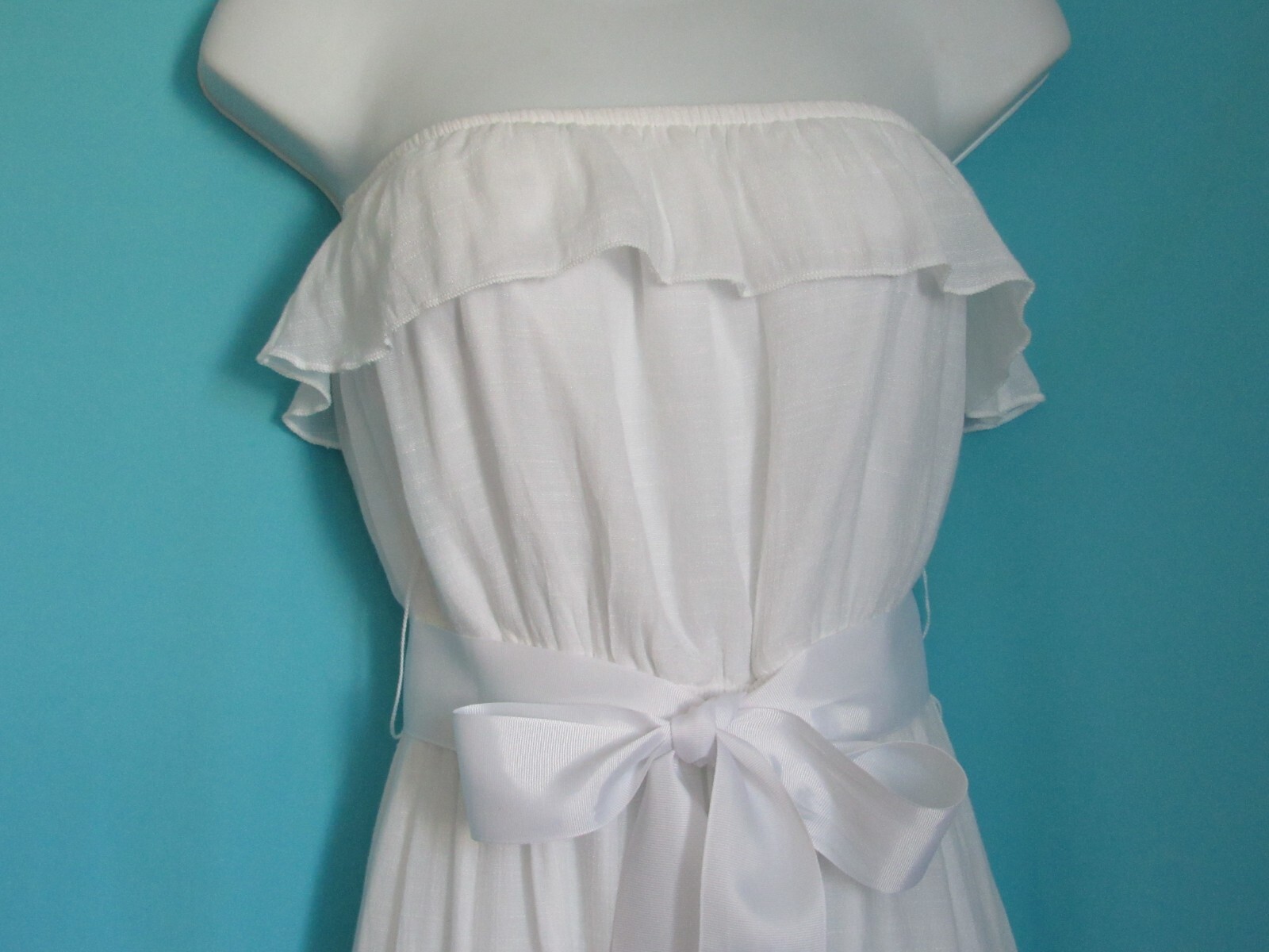 Trixxi ~ White Strapless Maxi Sundress Ribbon Belt ~ M Excellent!