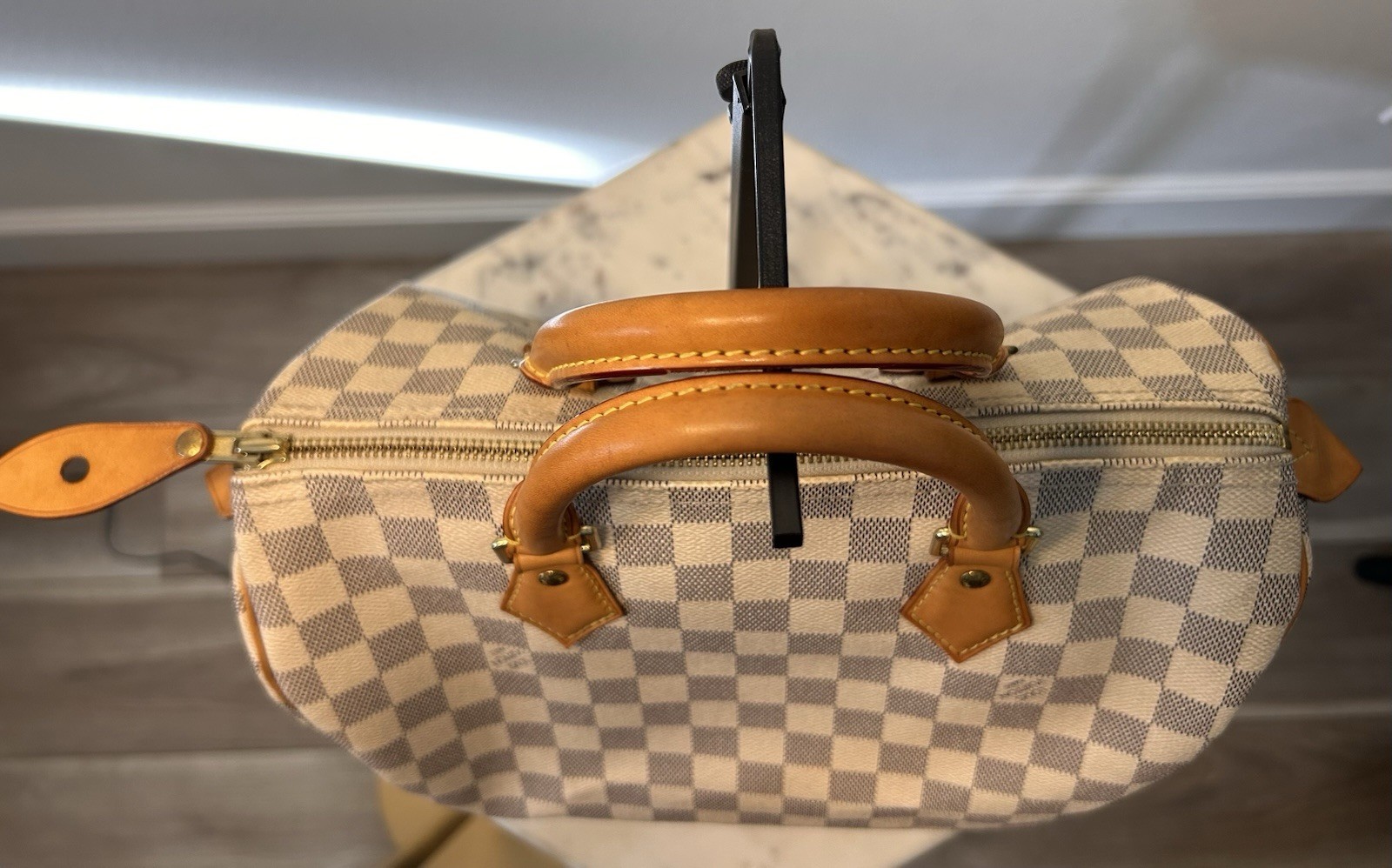 Louis Vuitton Damier Azur Checkered Zip-Top Speedy 35 Made in France