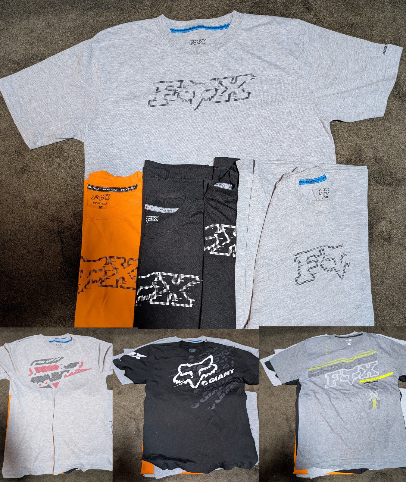 Fox Racing Tech T-Shirts, Quantity Eight, BATCH, Medium Size, Good Condition
