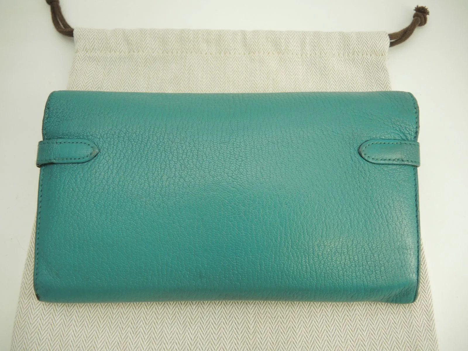 Hermes Kelly Long Wallet, Chevre Leather, Blue Paon, Bi-fold Long Wallet, Silver