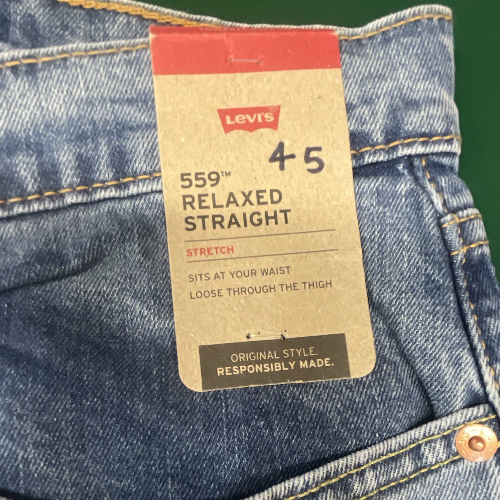 Levi’s Relaxed Straight Stretch Denim Jeans Blue Light Wash Men’s 5-Pocket