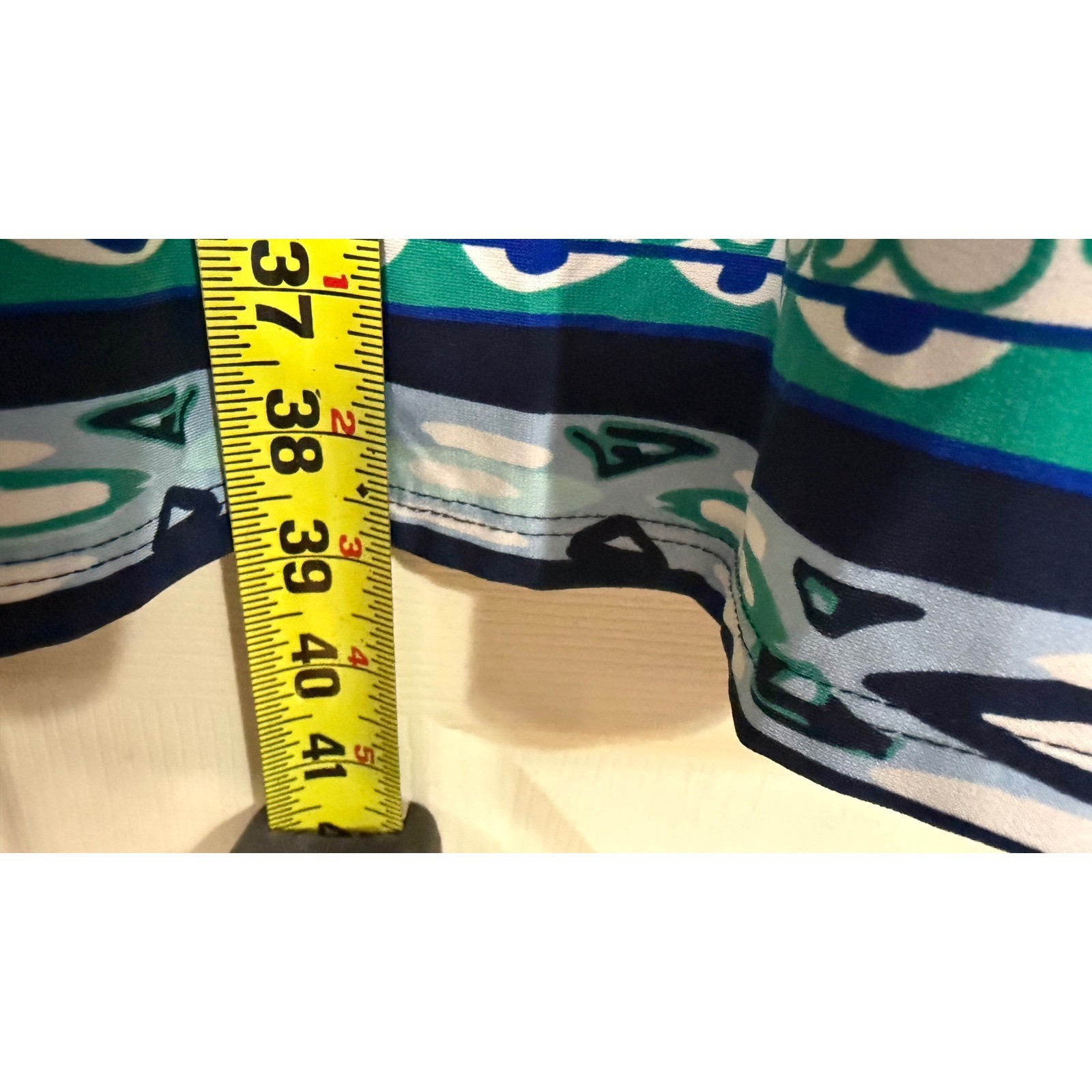 Kim Rogers Curvy Blue Medallion Shift Dress 1X Bell Sleeve Church Casual