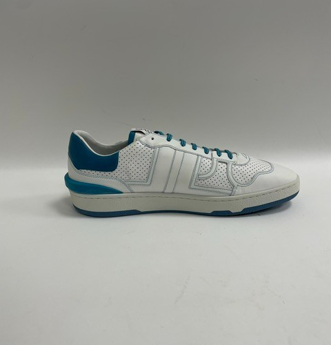 Lanvin Clay Low White Blue Perforated Leather Sneaker EU49 US16 UK15 $1000