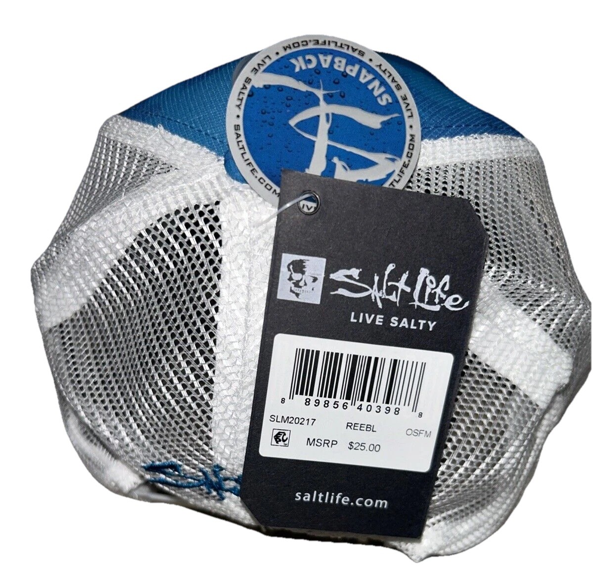 SALT LIFE Mesh Back SNAPBACK Hat Cap OSFM ONE SIZE BLUE WHITE Salty NWT