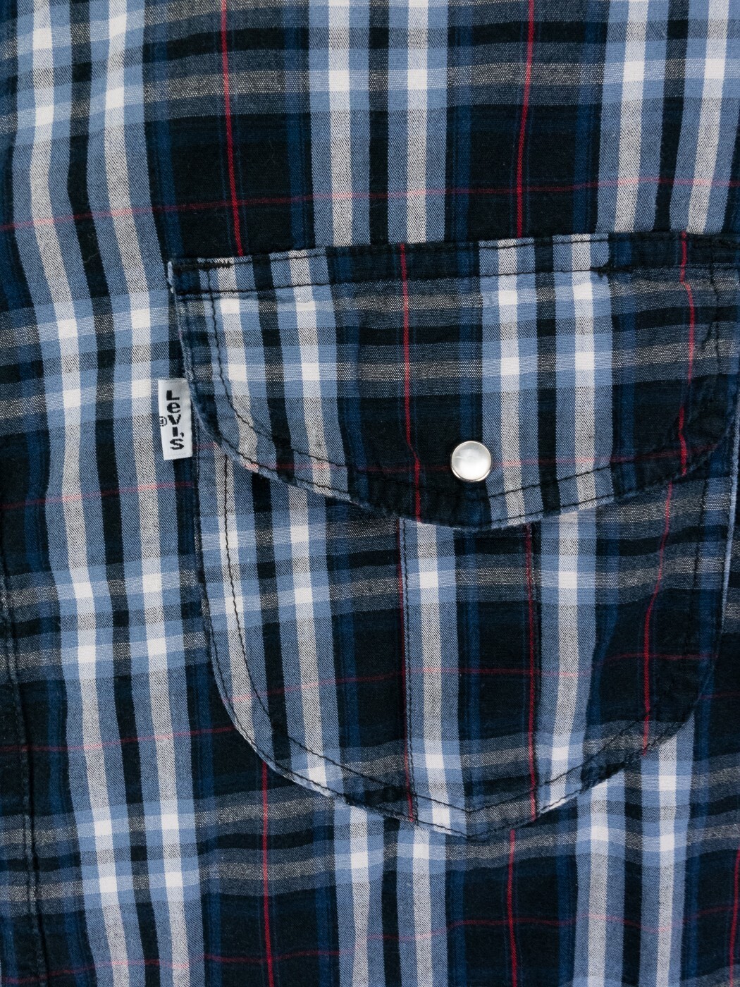 Levis Shirt Mens XL Blue Plaid Modern Fit Long Sleeve Pearl Snap Western Cowboy