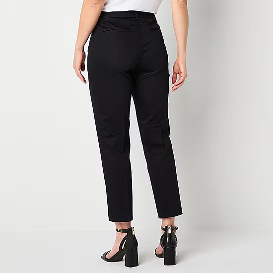 Liz Claiborne Emma Women’s Mid Rise Plus Size Ankle Pant Twill Stretch Black
