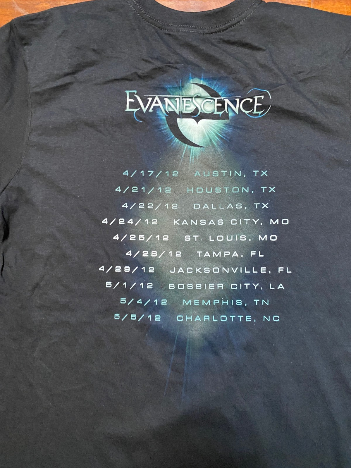 Evanescence Amy Lee 2012 Tour Black Double Sided U.S Dates SZ M-NWOT