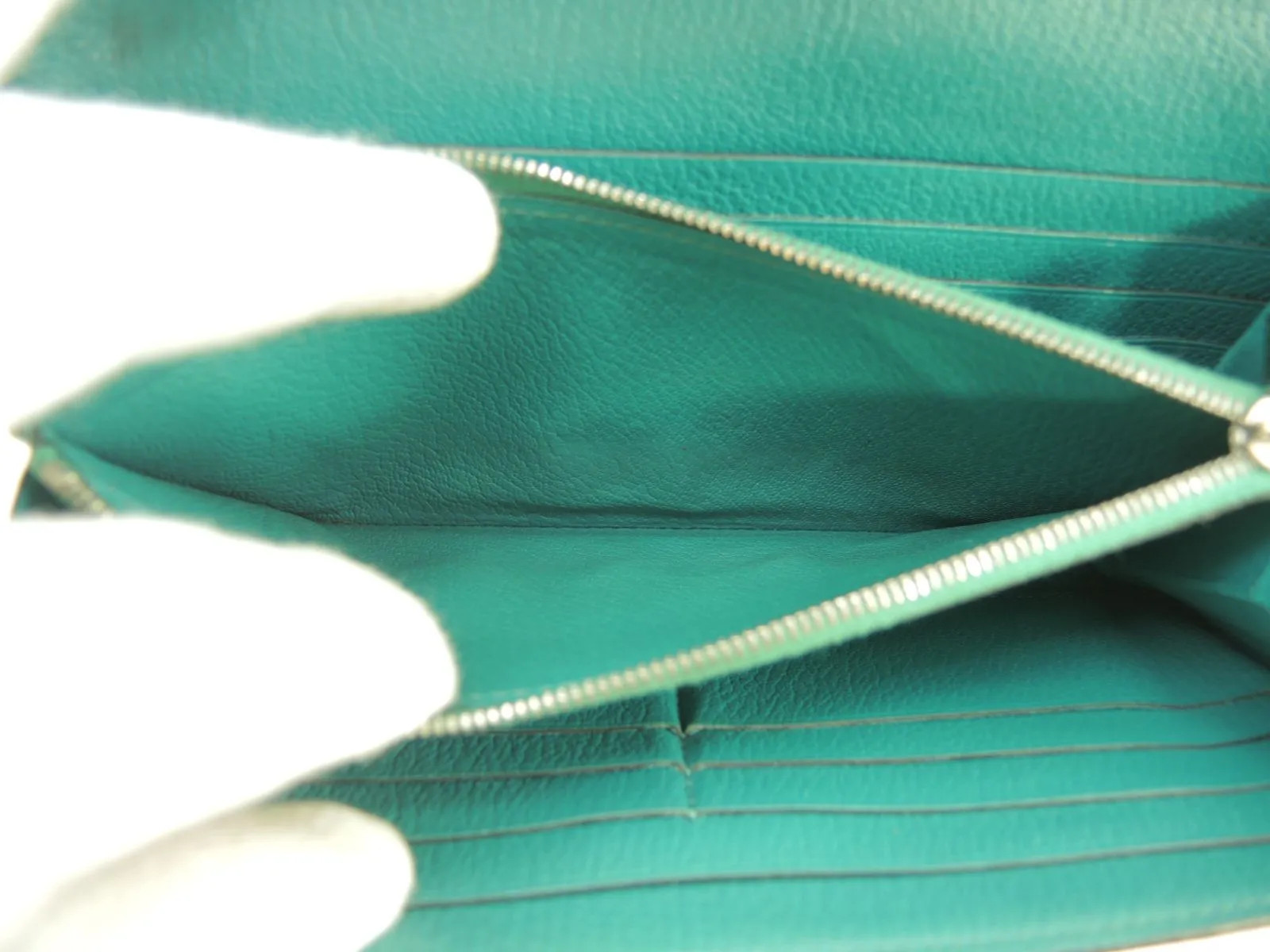 Hermes Kelly Long Wallet, Chevre Leather, Blue Paon, Bi-fold Long Wallet, Silver