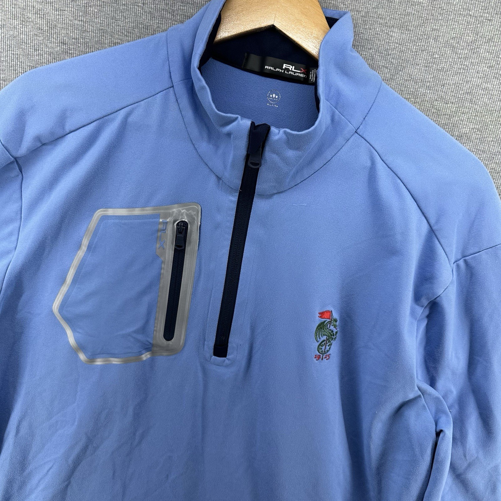 RLX Ralph Lauren 1/4 Zip Pullover Size L Deepdale Golf Club Cuff Rip See Picture
