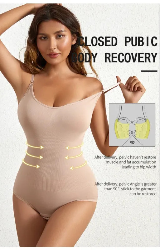 1 Piece Solid Seamless Brief Shaping Shapewear Bodysuit, Tummy Control Butt