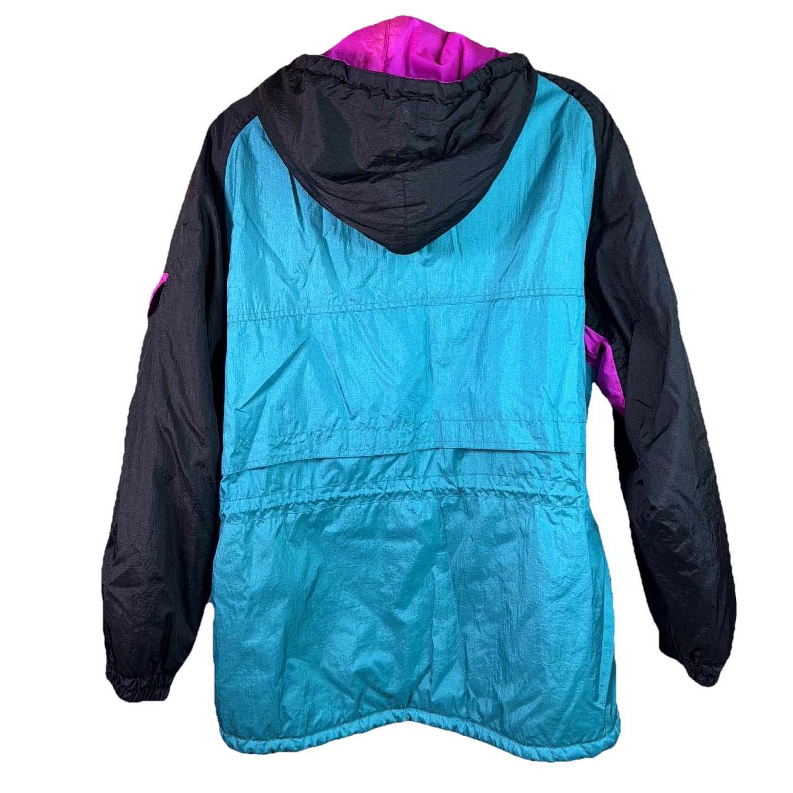 VTG FERA SKIWEAR Women’s Sz 16 Colorblock Zip Snap Pockets Hooded Jacket 90’s