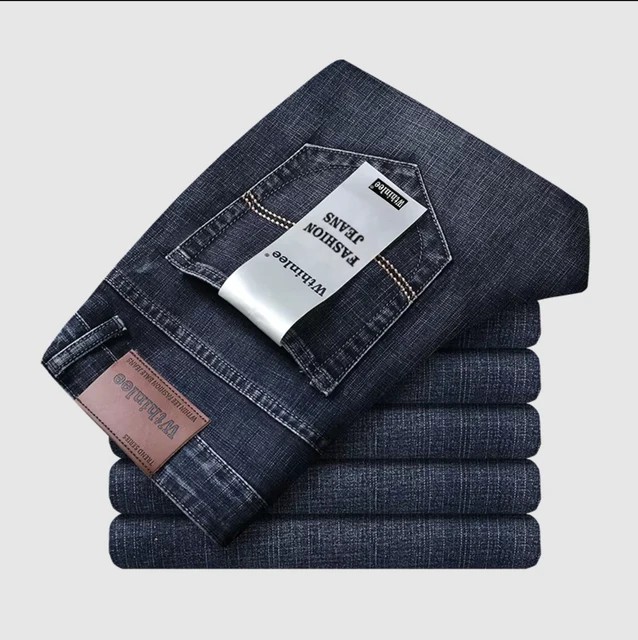 Wthinlee New Business Men’s Jeans Casual Straight Stretch Fashion Classic Blue B