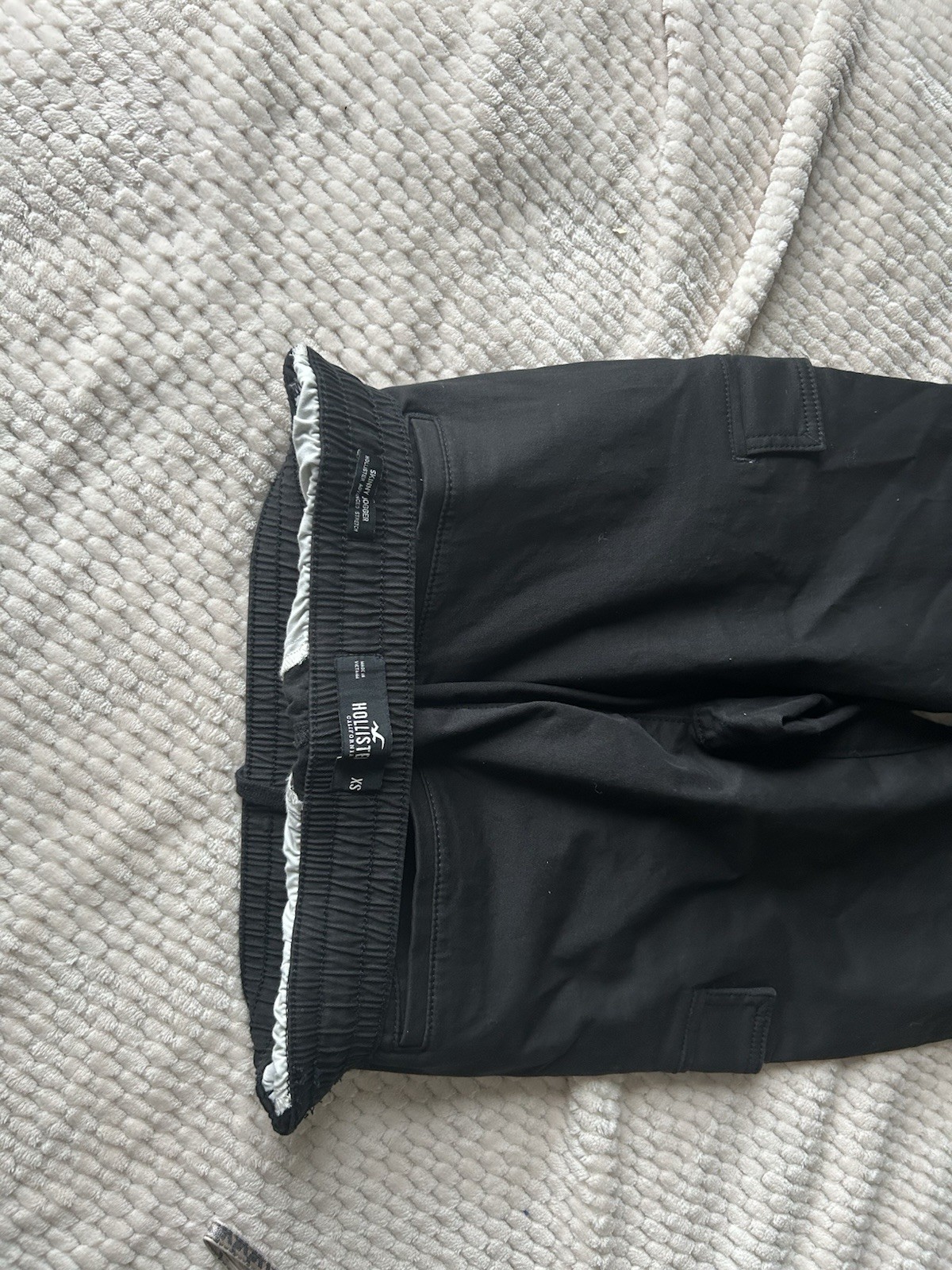 Hollister Black Cotton Jogger Pants XS Drawstring Elastic Waist Cargo Pockets