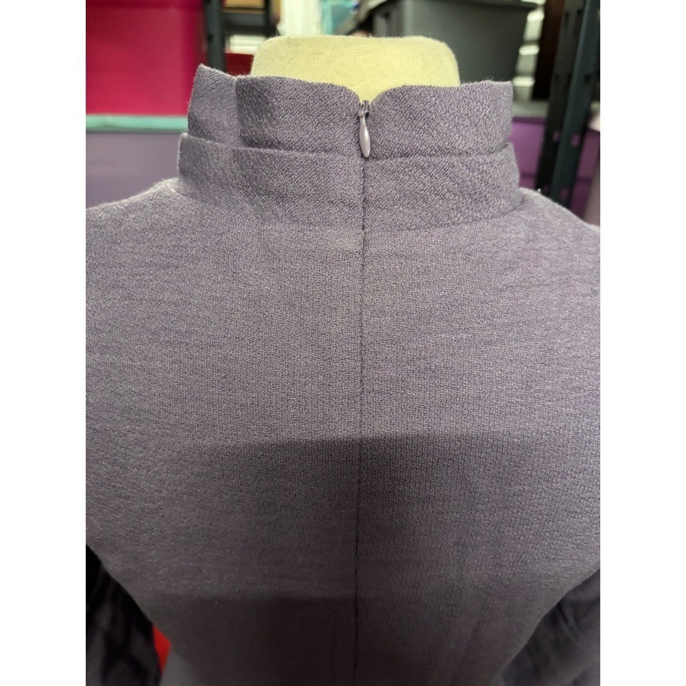 Talbots 100% Merino Wool Mock Neck Ruched Midi Dress Size 12 Lavender