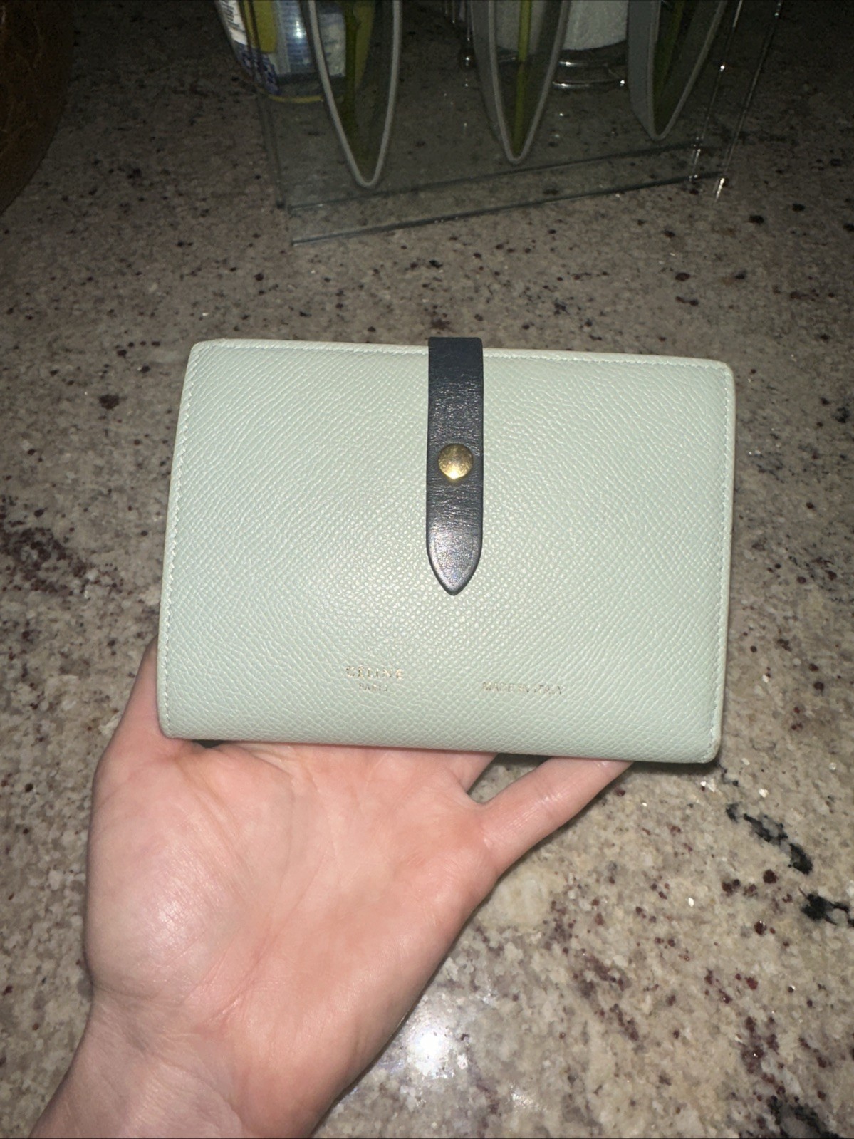Celine Bi Color Leather Wallet Excellent Pre Owned Condition Made In Italy