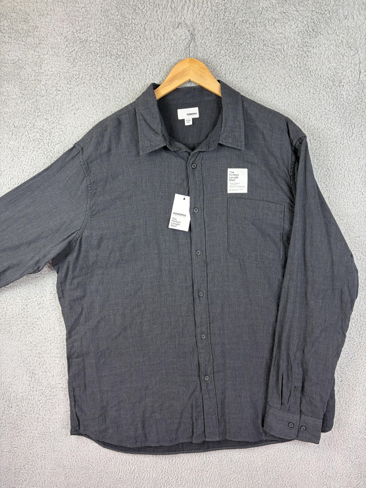 Sonoma Goods For Life Shirt Mens 2XL Gray Solid Long Sleeve Button Front Casual