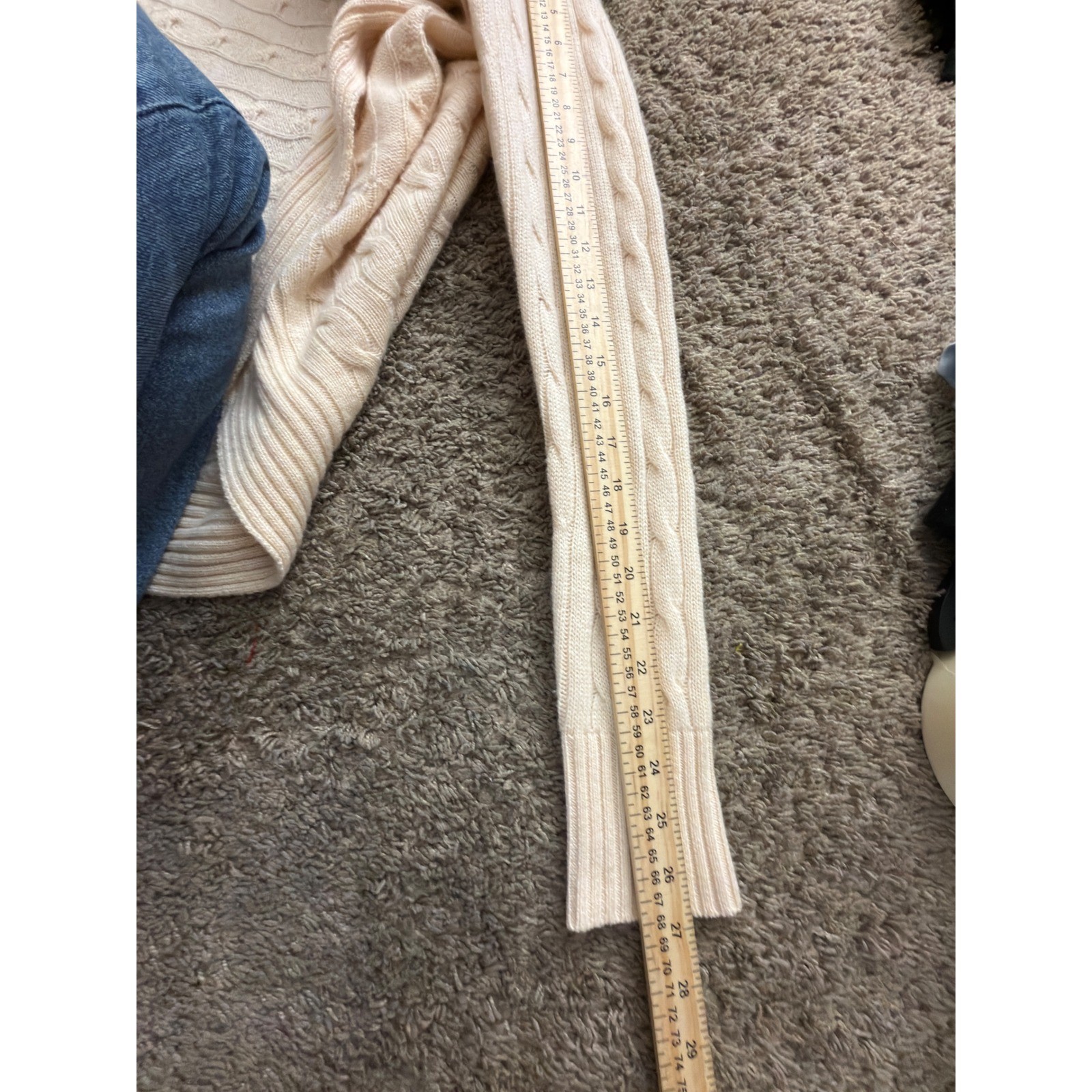 Ralph Lauren 100% Cashmere Cream Knit Open Front Cardigan Sweater Fisherman