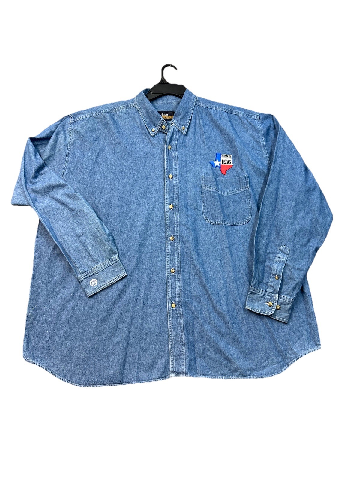 Blue Generation Men’s Shirt Blue Denim Long Sleeves Button Up Size 2XL Cotton