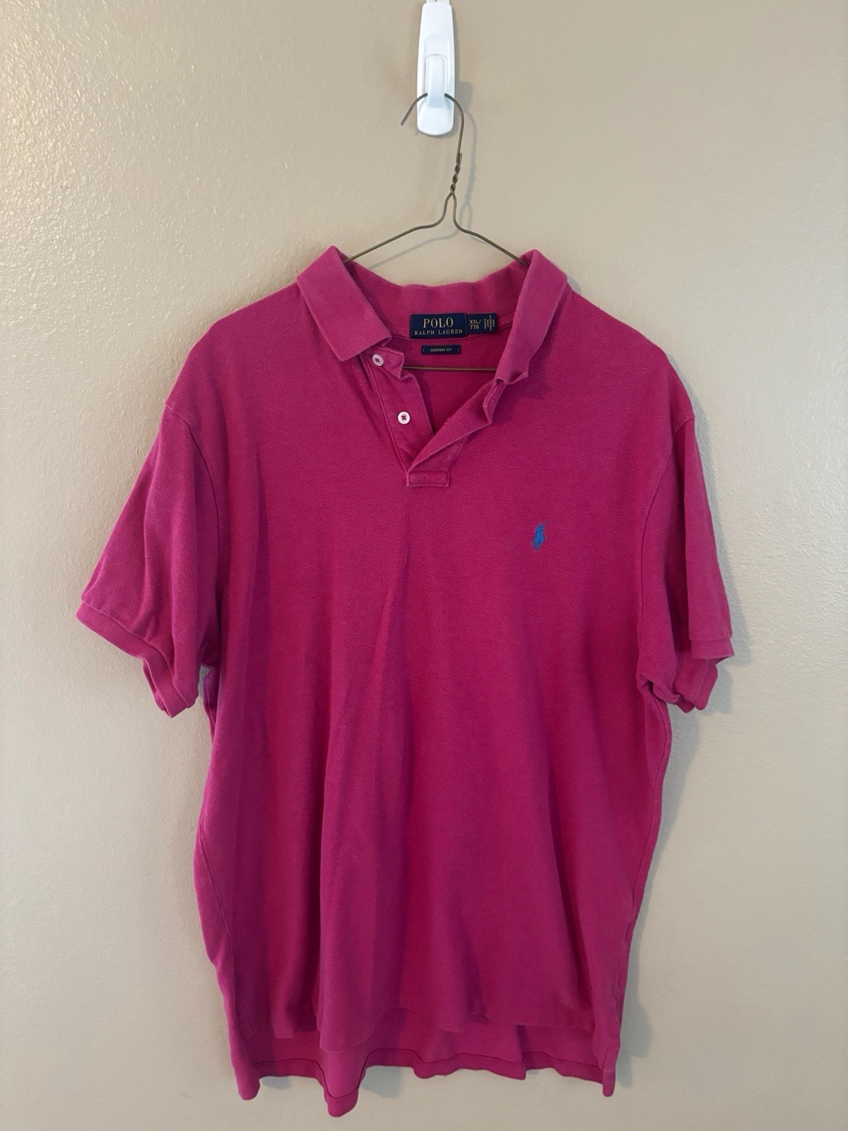 Polo Ralph Lauren Shirt Men’s XXL Magenta Short Sleeve Blue Pony 100% Cotton Y2K