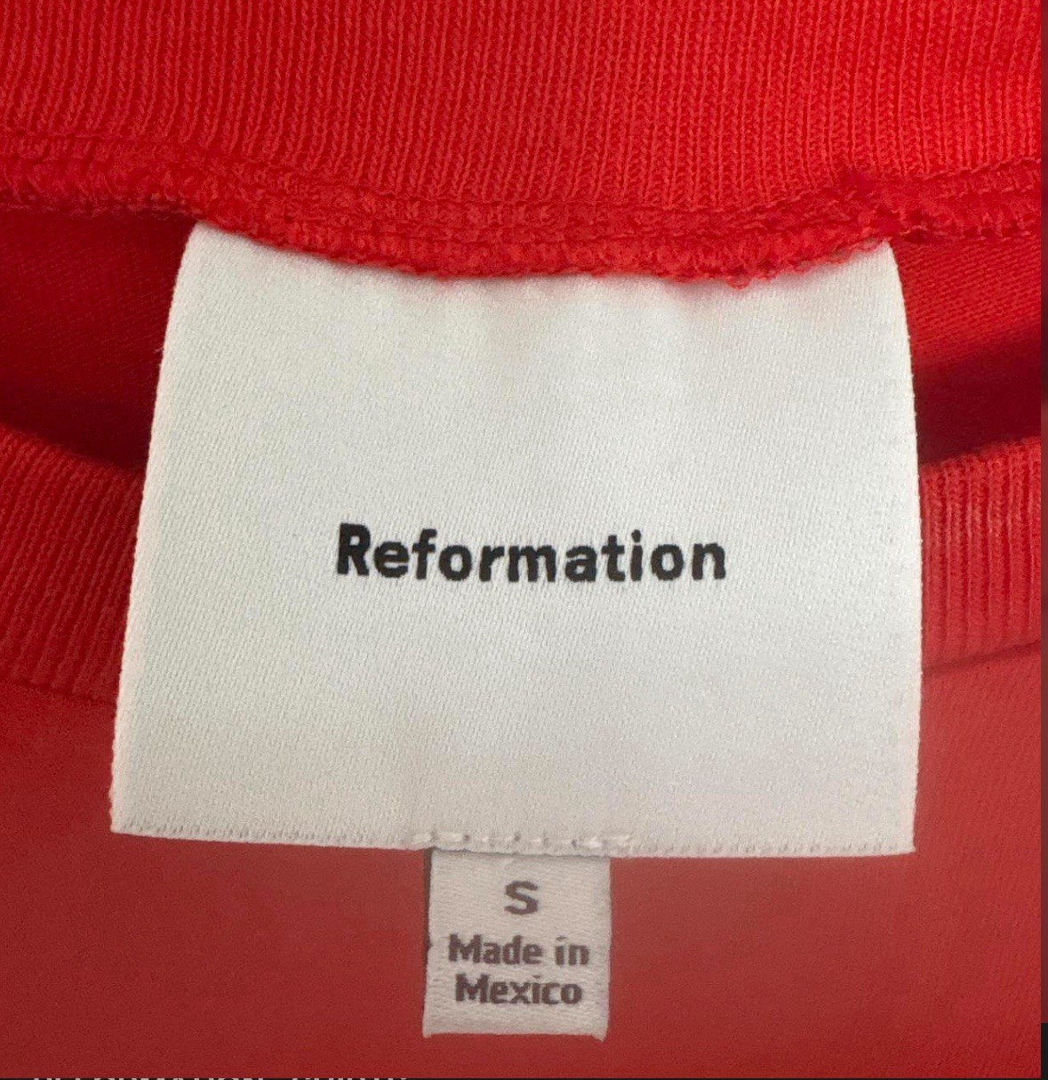Reformation Asher Cropped Oversized Longsleeve Tee S paprika organic cotton red