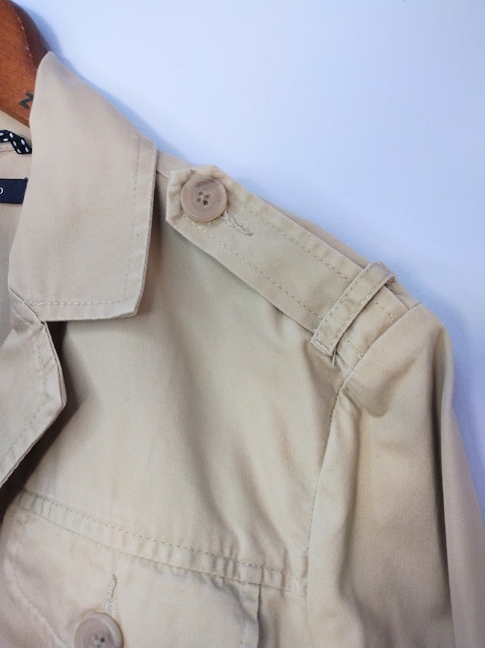 Lands’ End Women’s Utility Jacket Size Small Cotton Khaki Safari Flap Pockets