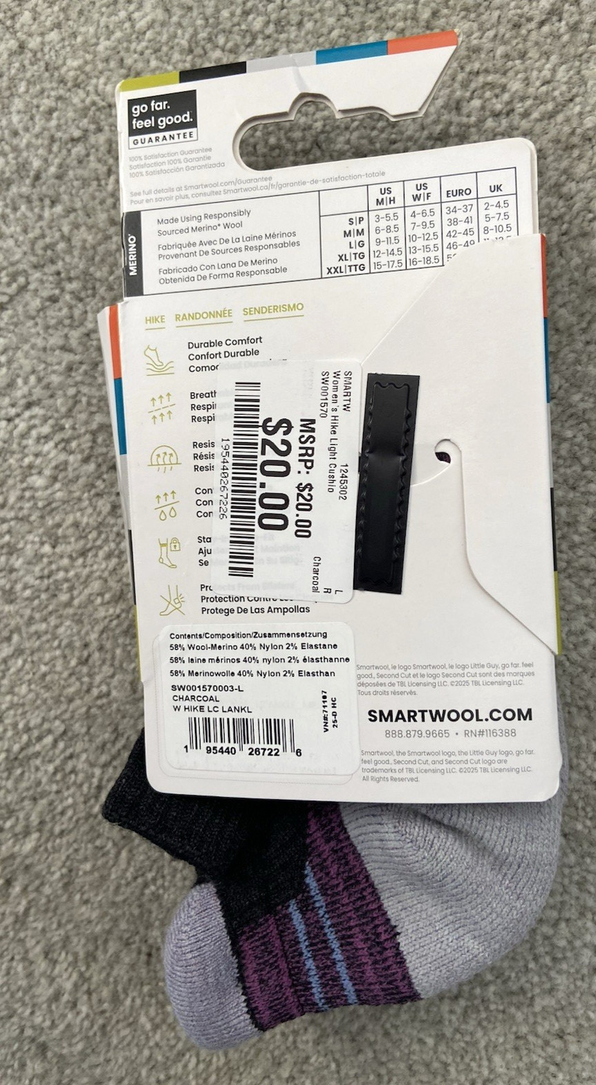 Lot of 2 pairs Smartwool Hike Low Ankle Socks Light Cushion Sz L Large 10-12.5
