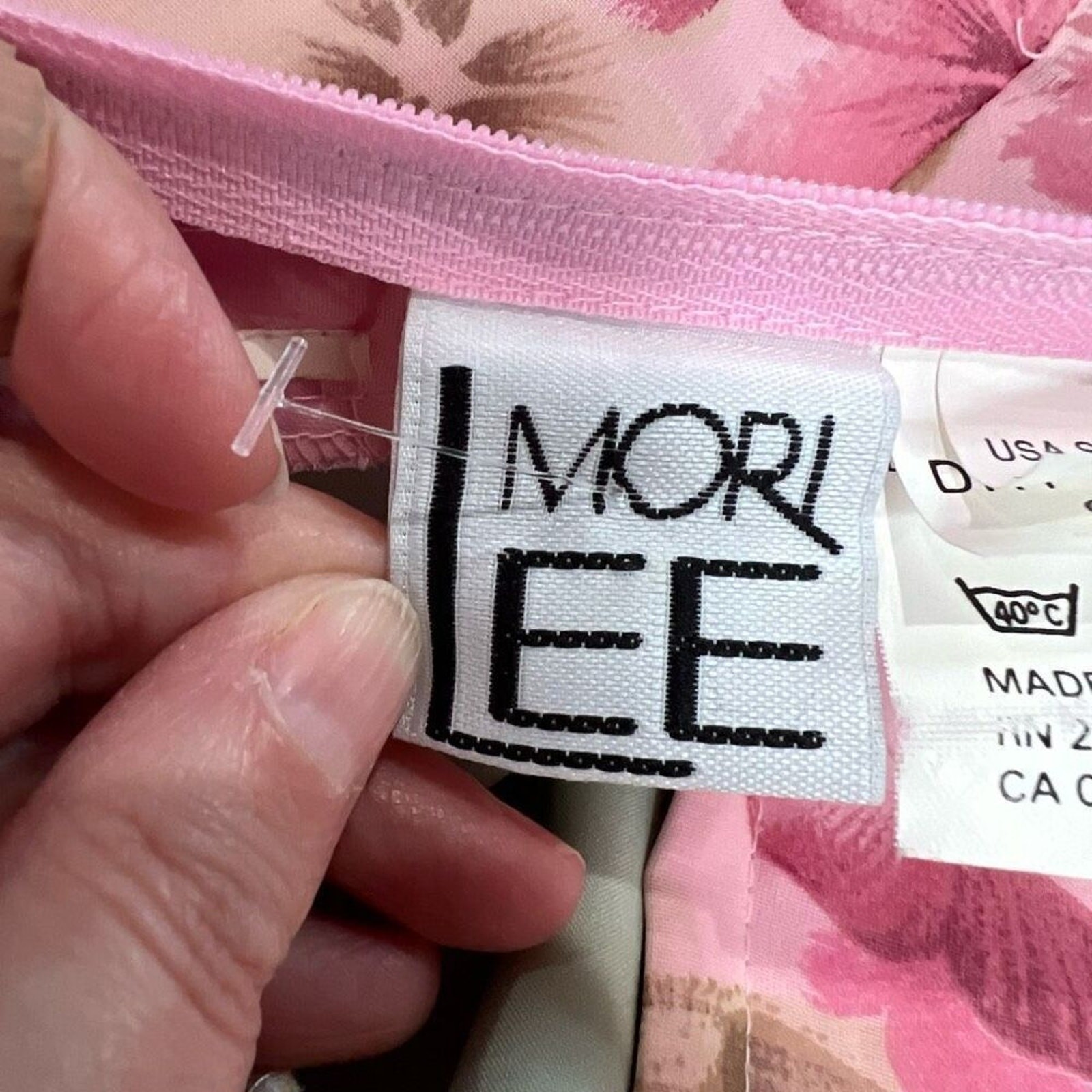 1990’s Pink Floral Mori Lee Prom Evening Gown Neck Strap‎ Formal Spring Valentin