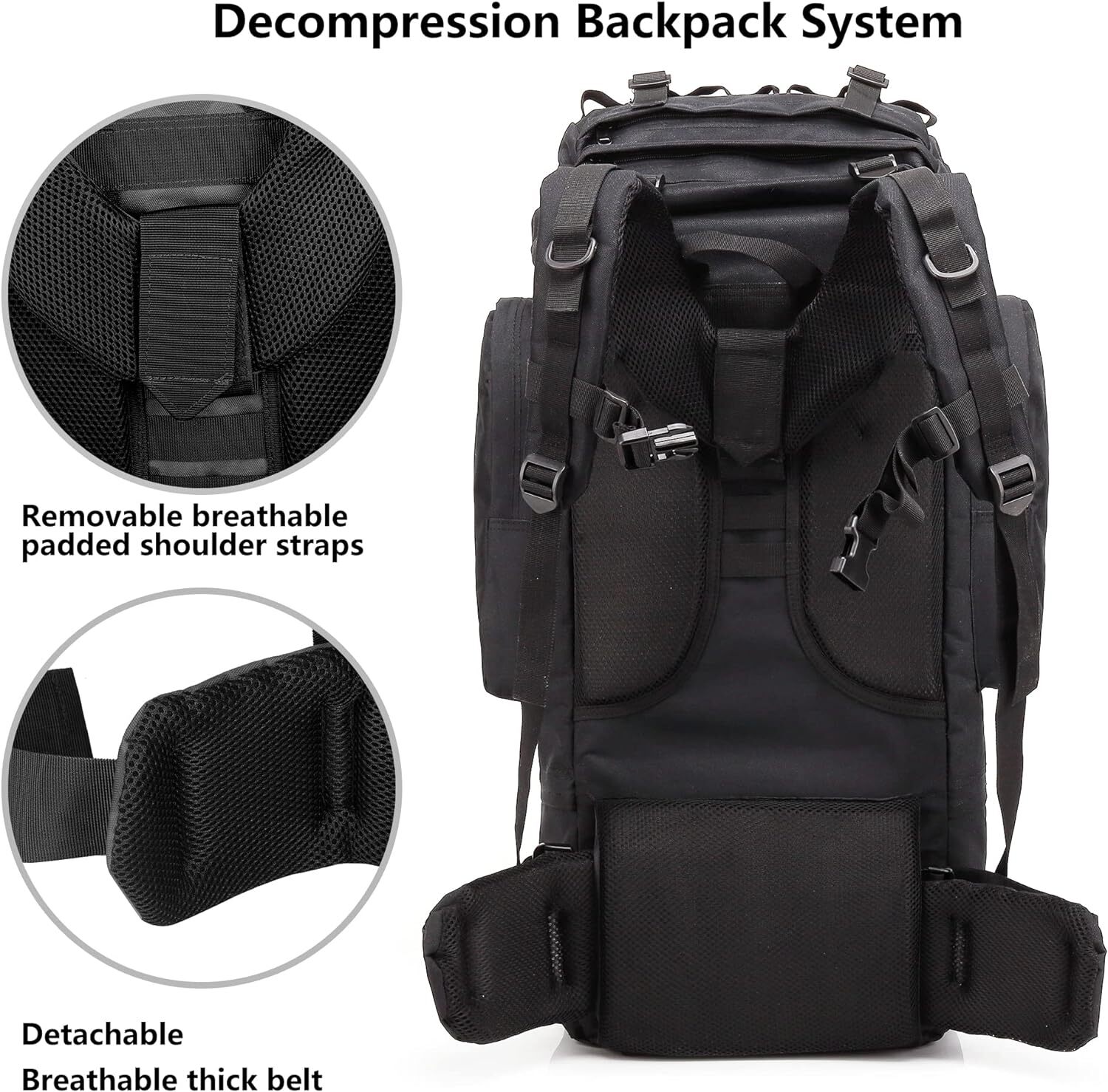 30L-70L Large Military Tactical Backpack For Men Molle Daypack 3 Day Bug Out Bag